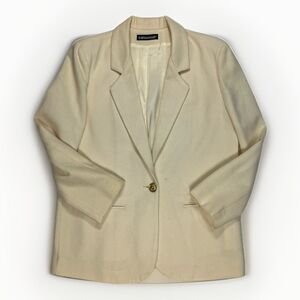 Vintage SAVANNAH Women 100% Wool Blazer Sz 10 USA Suit Jacket Sport Coat Cream